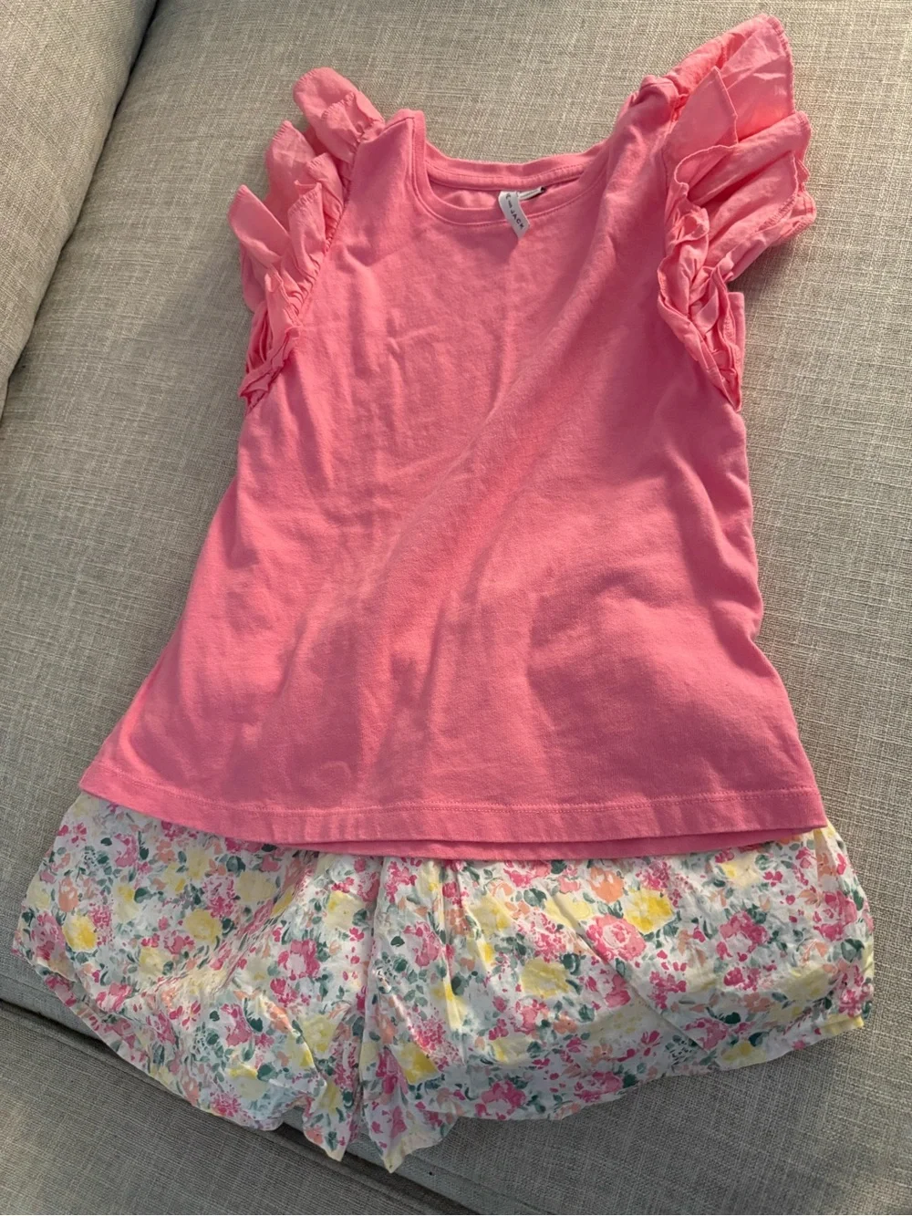Janie and Jack Pink Ruffle Sleeve Tee and Shorts